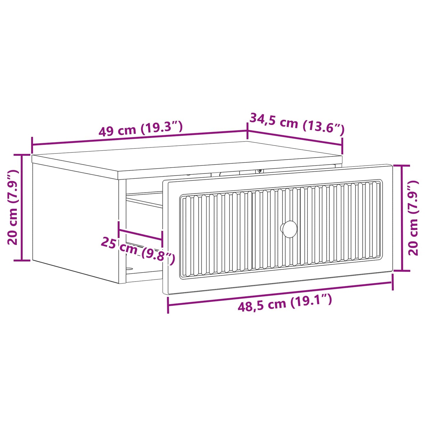 Natskab 2 pcs Røget eg 49 x 34,5 x 20 cm Konstrueret træ