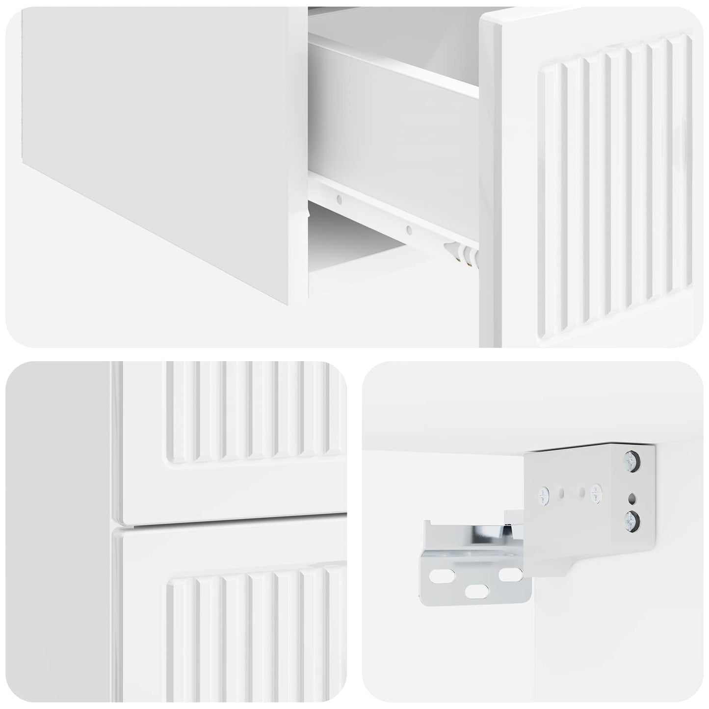 Væghængt Natbord 2 pcs Hvid højglans 33 x 34,5 x 40 cm