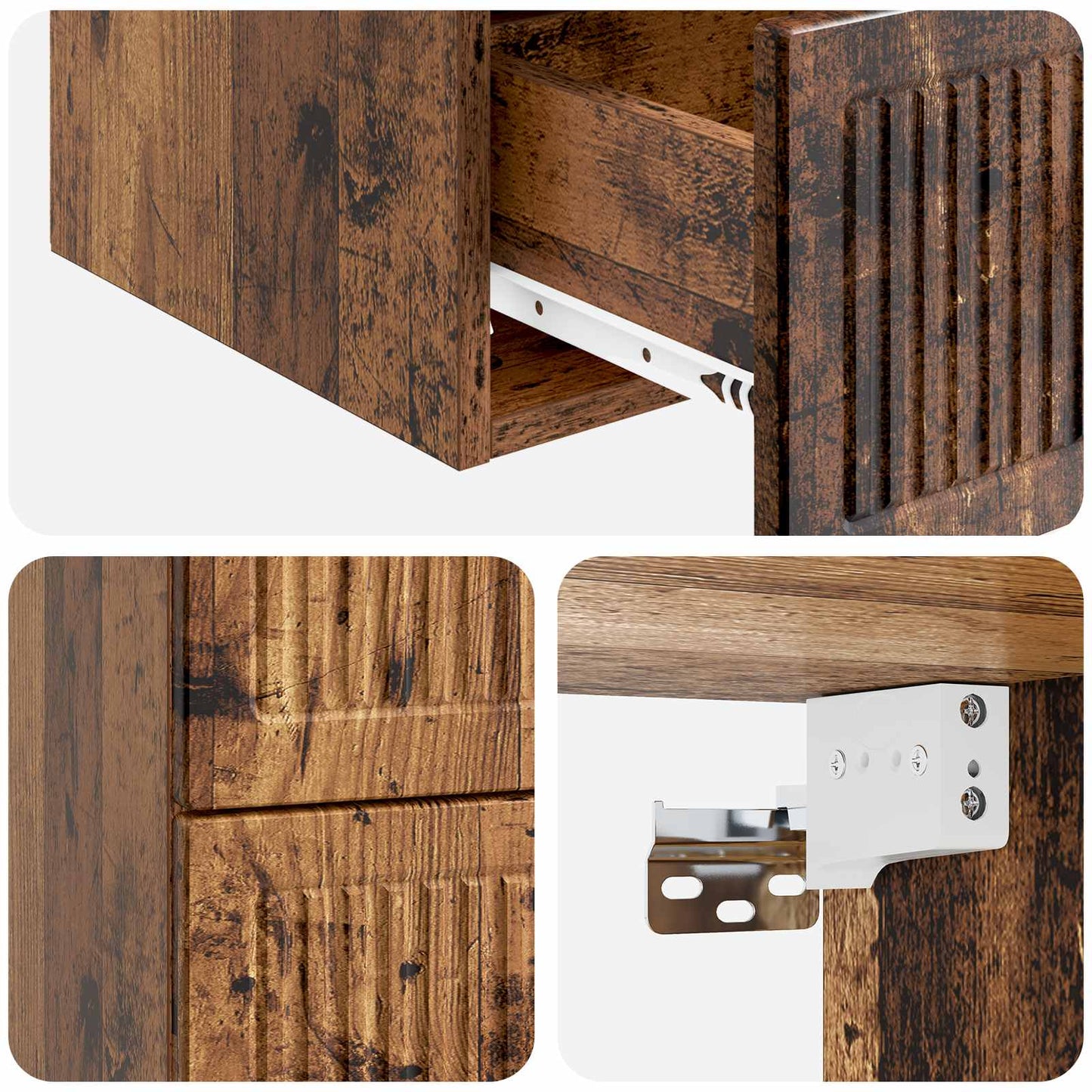 Væghængt Natbord Gammelt træ 33 x 34,5 x 40 cm Konstrueret træ