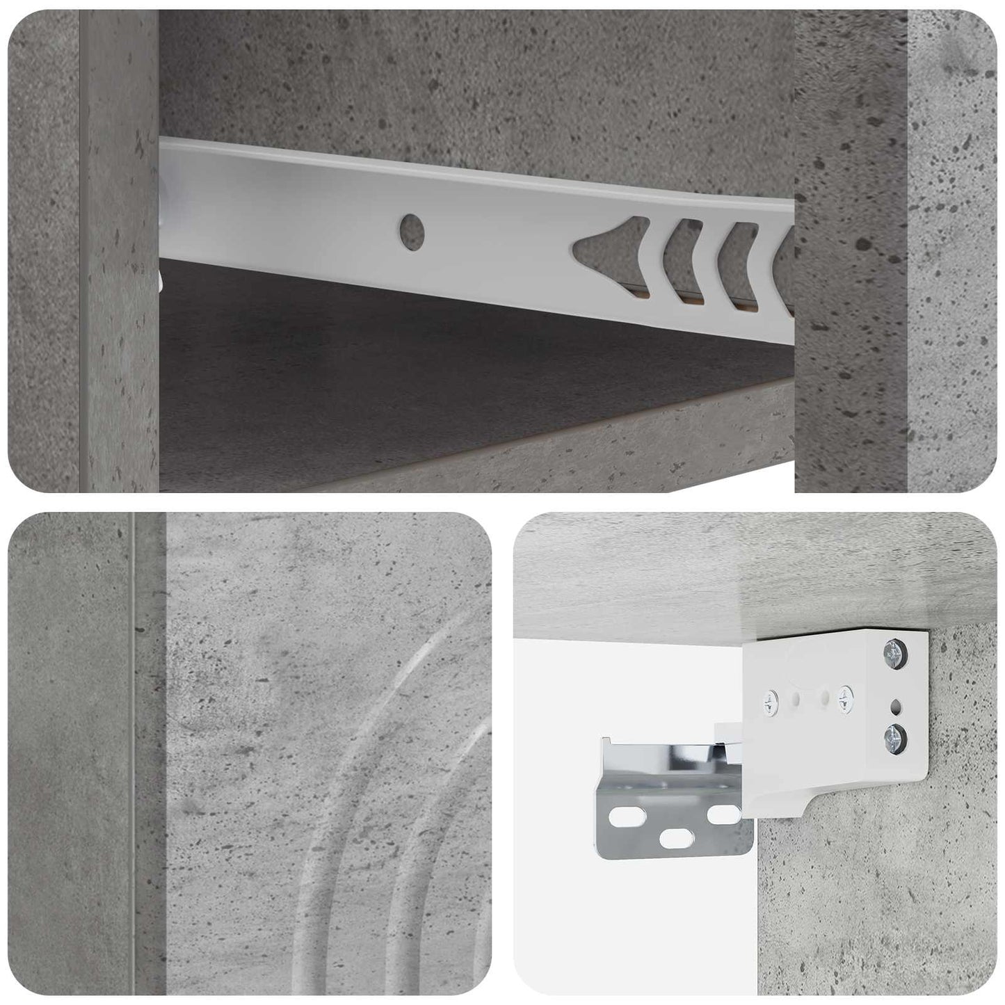 Væghængt Natbord med skuffe 2 pcs Betongrå 33 x 34,5 x 20 cm