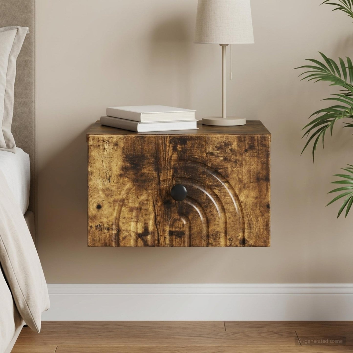 Væghængt Natbord Røget eg 33 x 34,5 x 20 cm Konstrueret træ