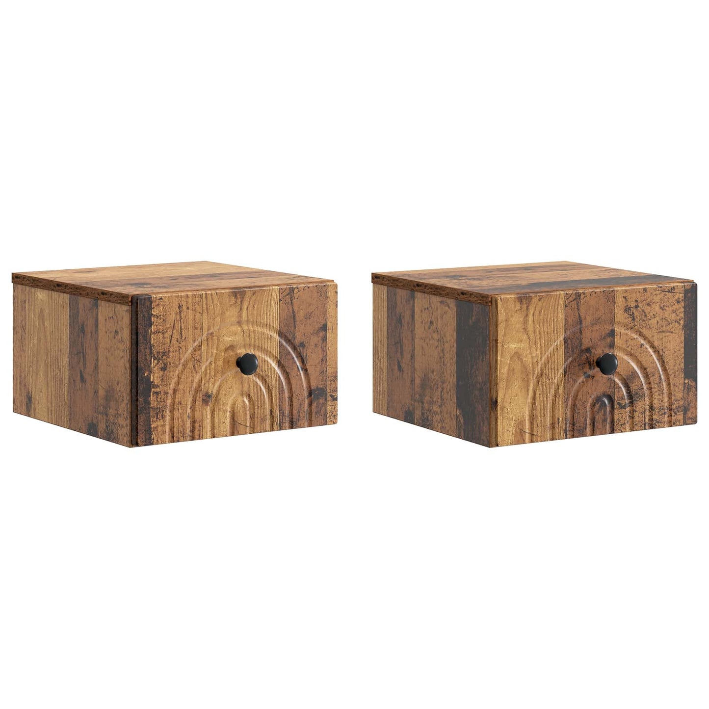Væghængt Natbord med skuffe 2 pcs Gammelt træ 33 x 34,5 x 20 cm