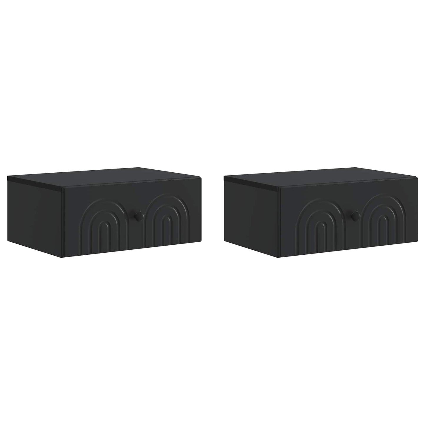 Væghængt Natbord 2 pcs Sort 49 x 34,5 x 20 cm Konstrueret træ