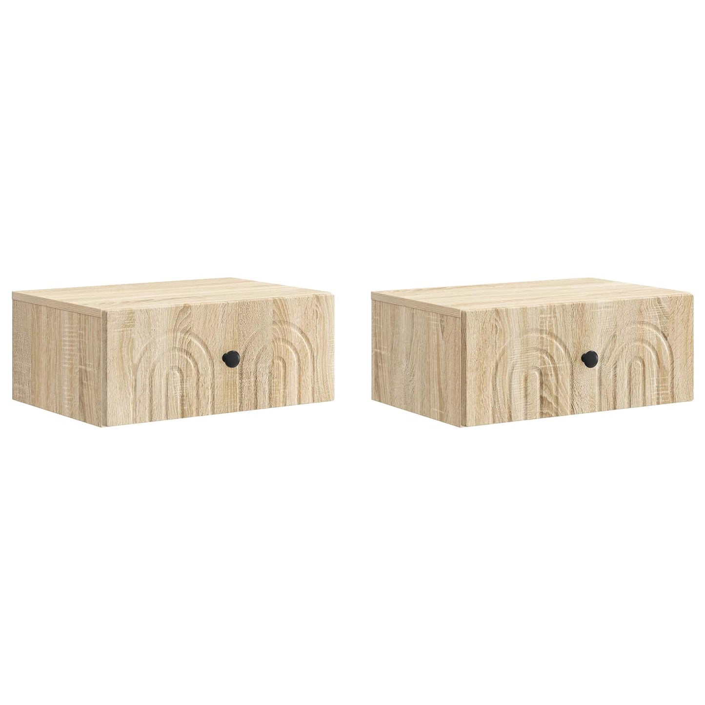 Væghængt Natbord med skuffe 2 pcs Sonoma-eg 49 x 34,5 x 20 cm