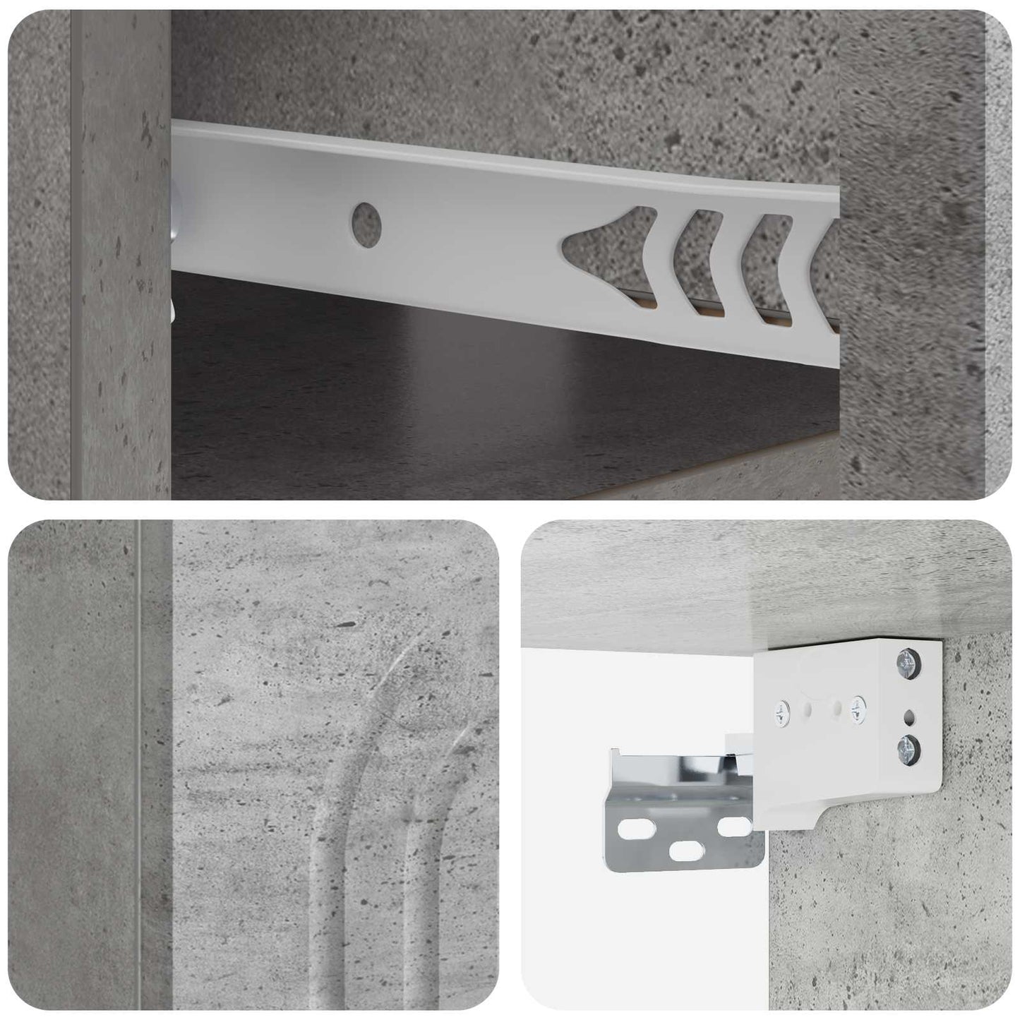 Væghængt Natbord med skuffe 2 pcs Betongrå 49 x 34,5 x 20 cm
