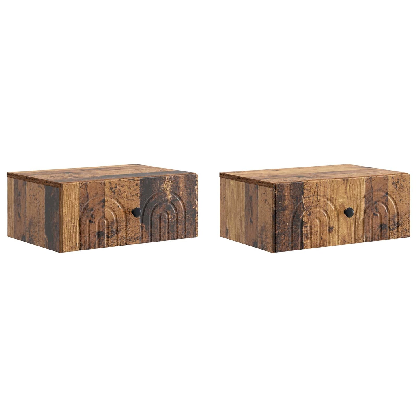 Væghængt Natbord med skuffe 2 pcs Gammelt træ 49 x 34,5 x 20 cm