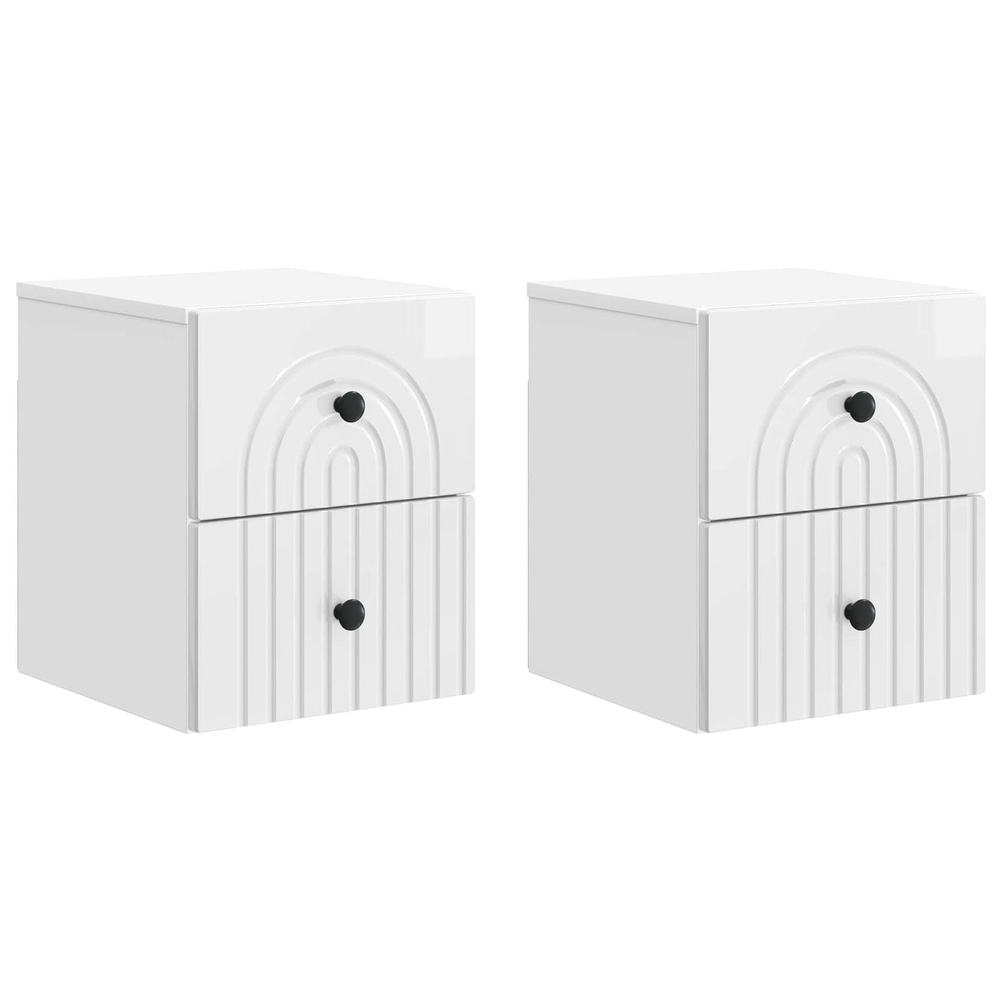Væghængt Natbord 2 pcs Hvid højglans 33 x 34,5 x 40 cm