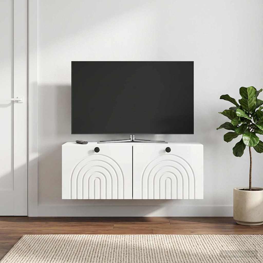 Væghængt TV-skab Vægmonteret Hvid højglans 78,5 x 41 x 30 cm