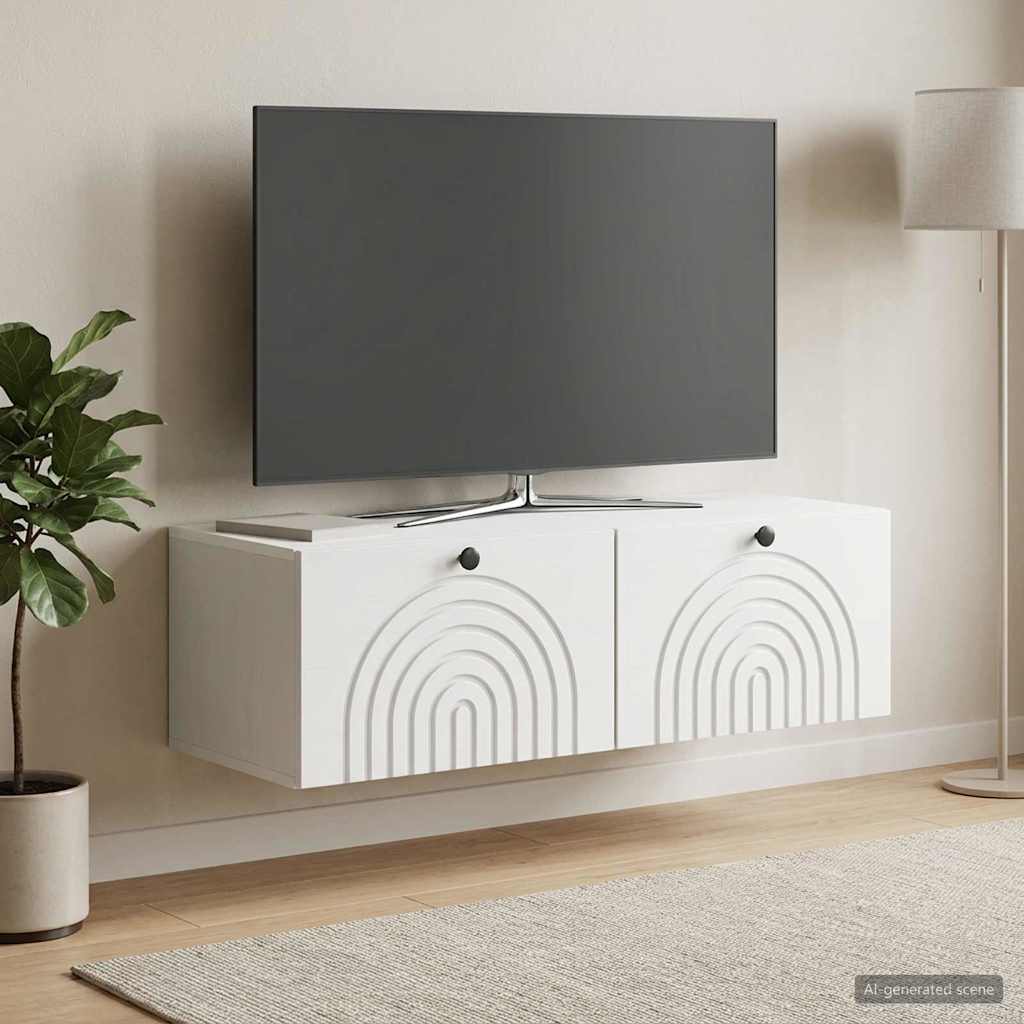 Væghængt TV-skab Hvid 99 x 41 x 30 cm Konstrueret træ
