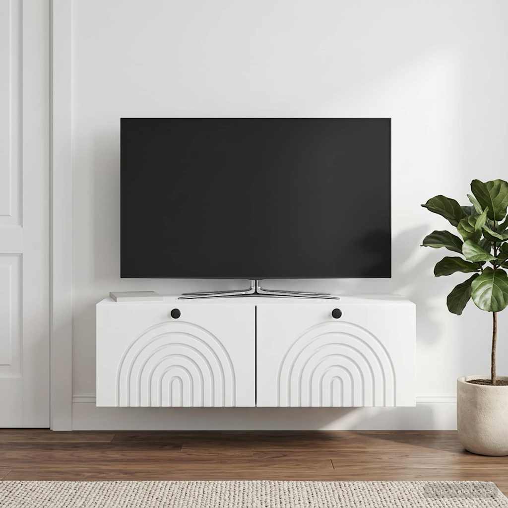 Væghængt TV-skab Hvid 99 x 41 x 30 cm Konstrueret træ