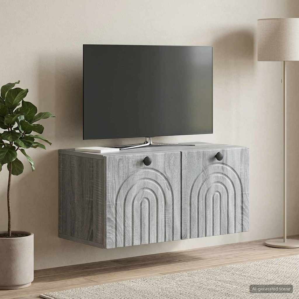 Væghængt TV-skab Vægmonteret Grå sonoma-eg 59,5 x 31 x 30 cm