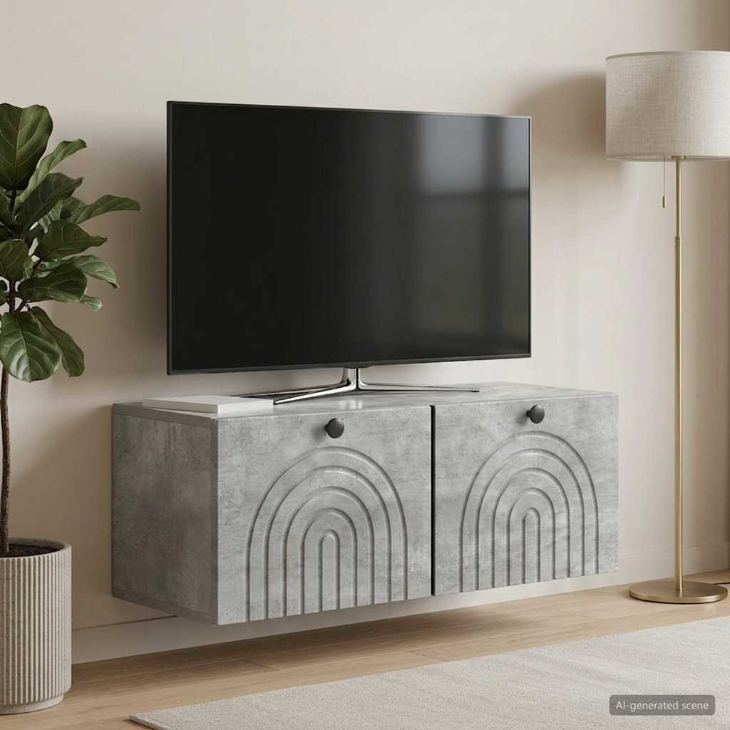 Væghængt TV-skab Betongrå 78,5 x 31 x 30 cm Konstrueret træ
