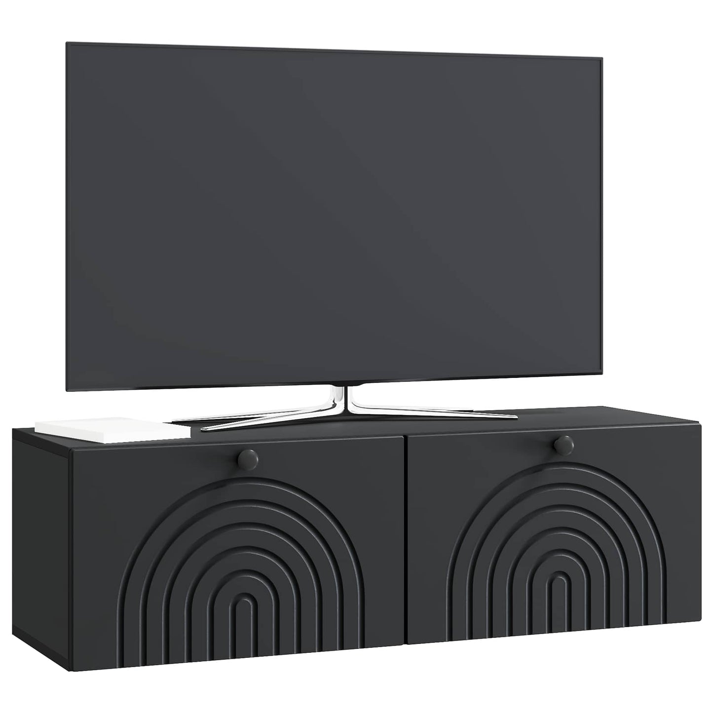 Væghængt TV-skab Sort 98 x 31 x 30 cm Konstrueret træ