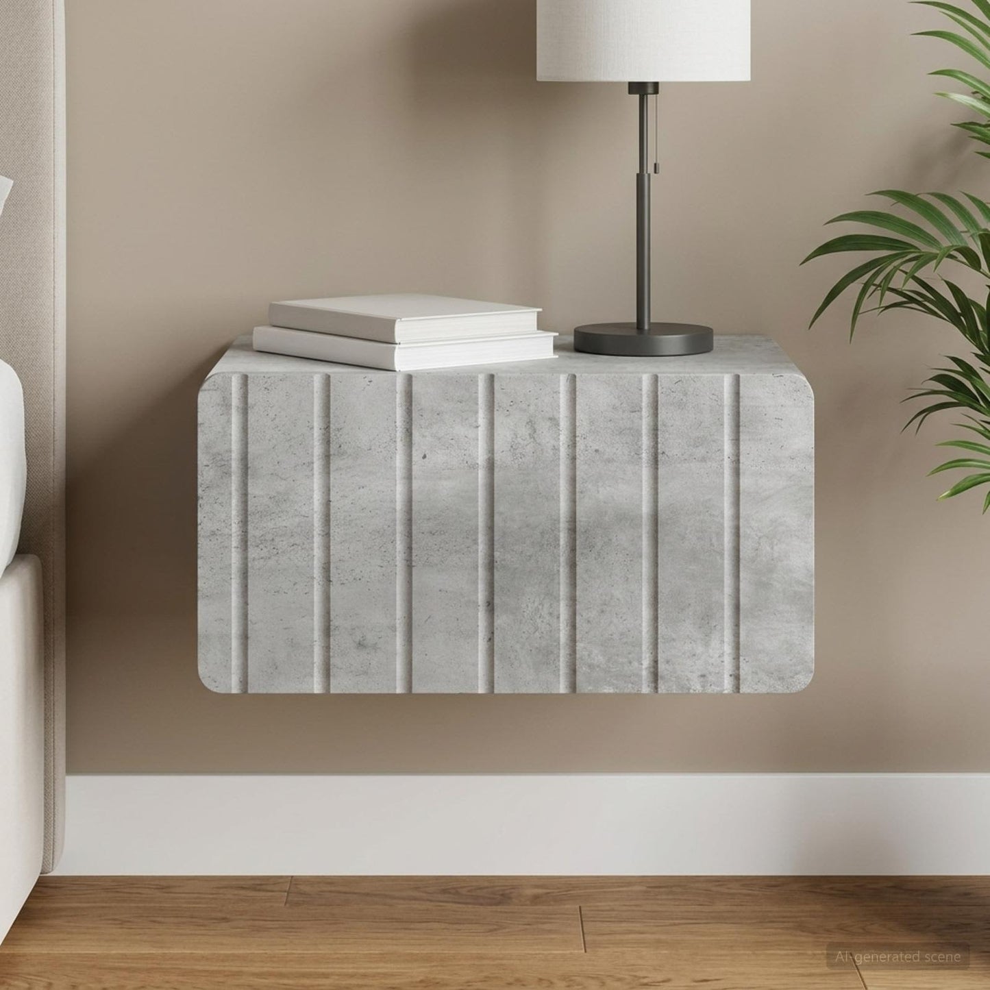 Væghængt Natbord Betongrå 49 x 34,5 x 24 cm Konstrueret træ