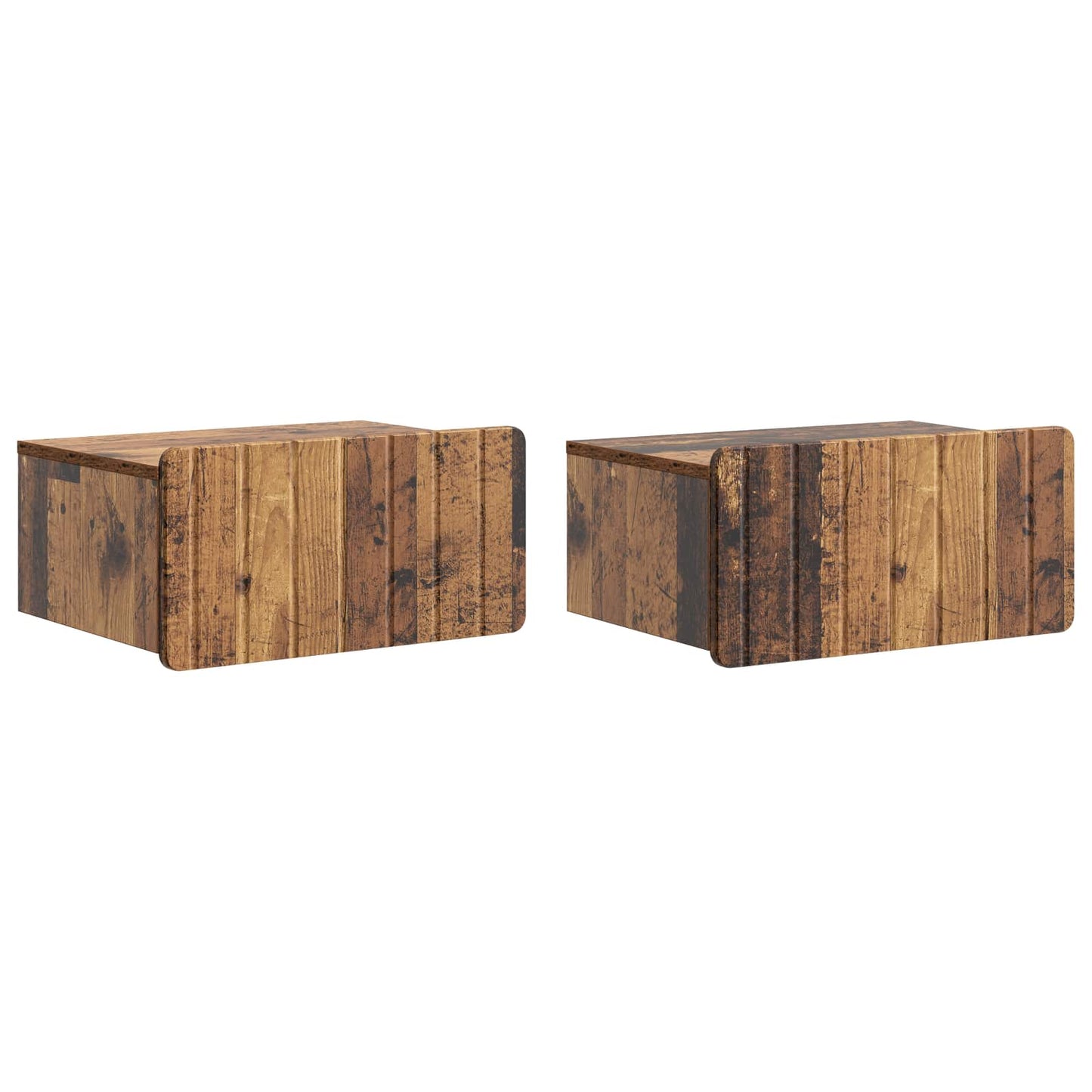 Væghængt Natbord med skuffe 2 pcs Gammelt træ 49 x 34,5 x 24 cm