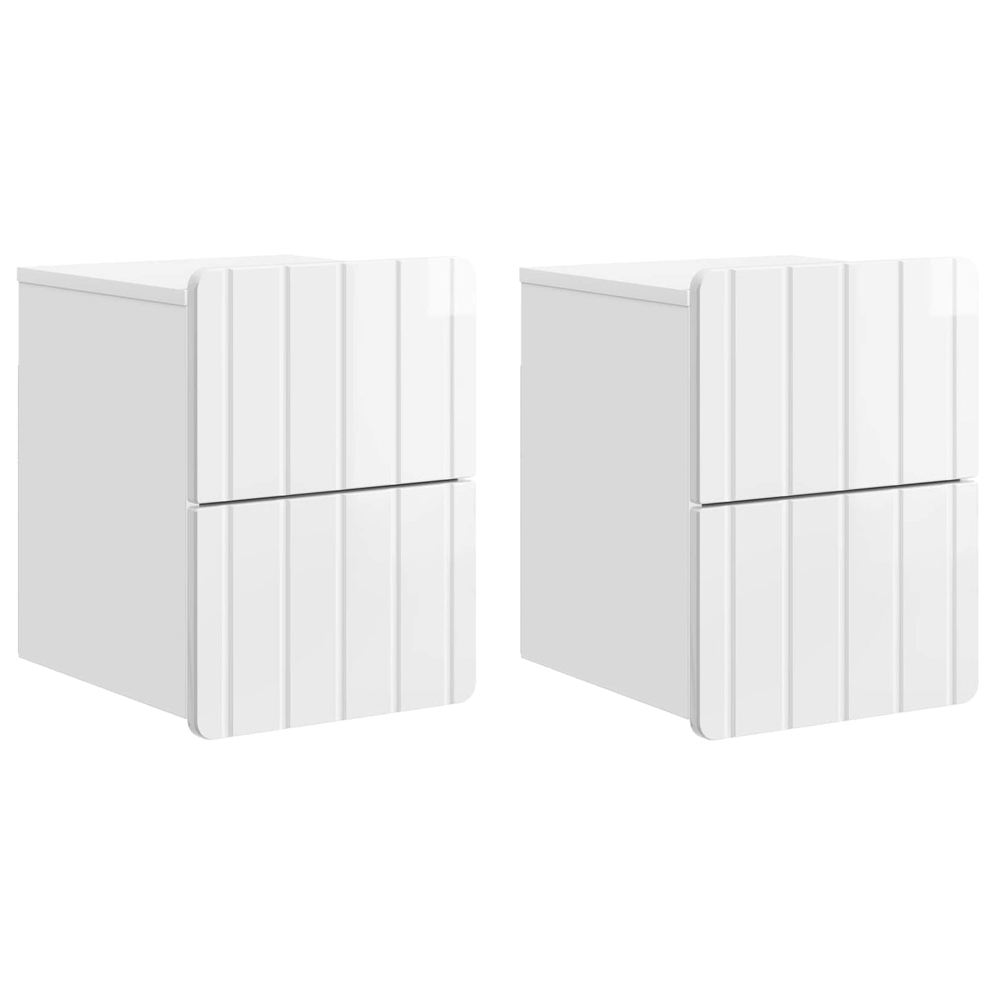 Væghængt Natbord 2 pcs Hvid højglans 33 x 34,5 x 43 cm