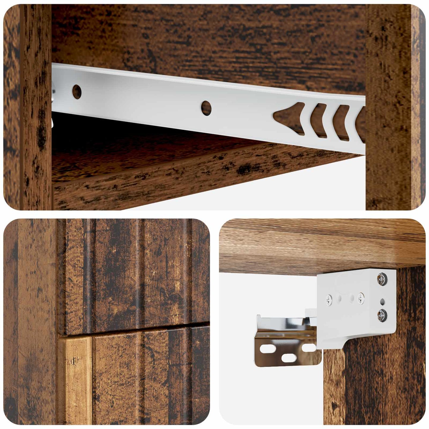 Væghængt Natbord med skuffe 2 pcs Gammelt træ 33 x 34,5 x 43 cm