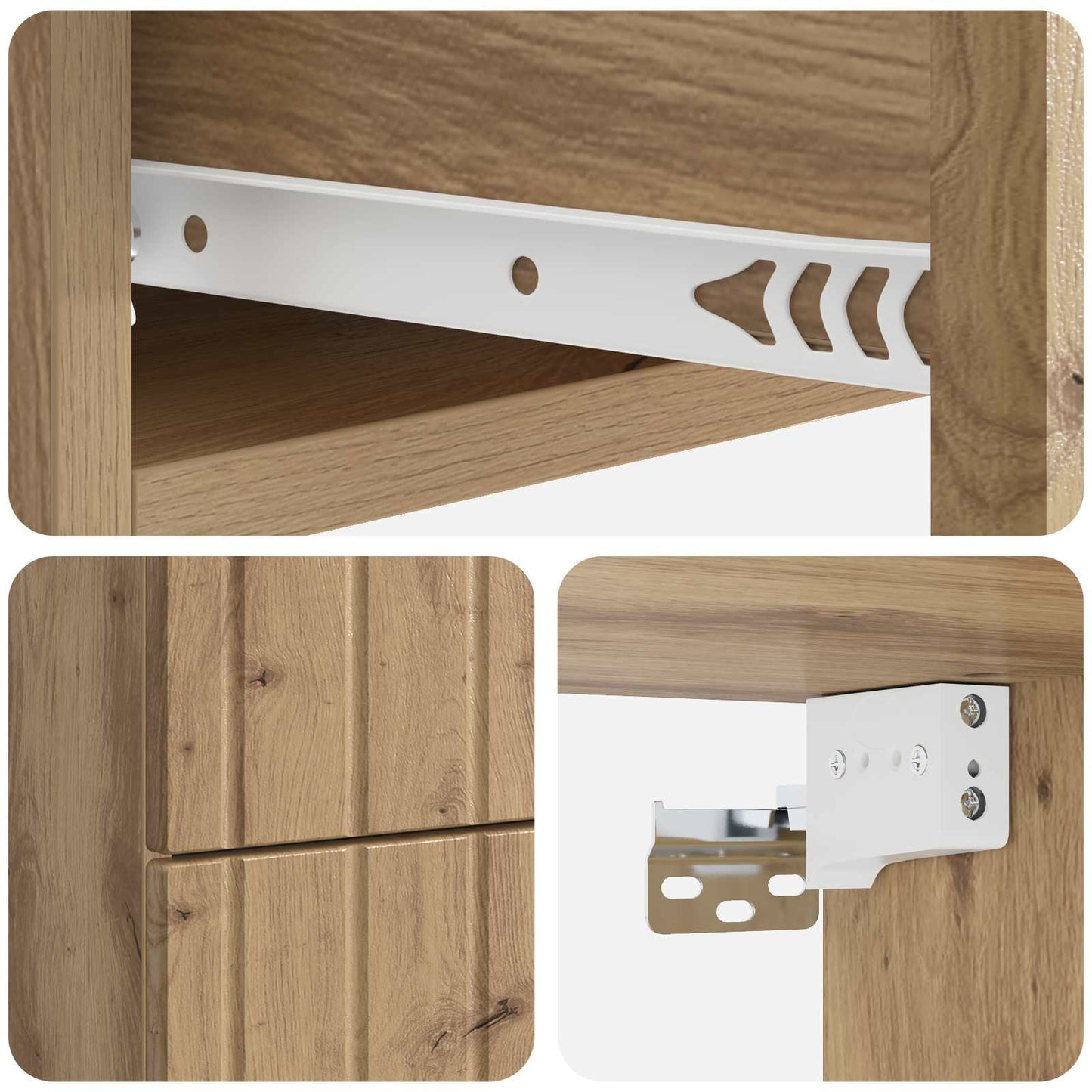 Væghængt Natbord med skuffe 2 pcs Artisan-eg 33 x 34,5 x 43 cm