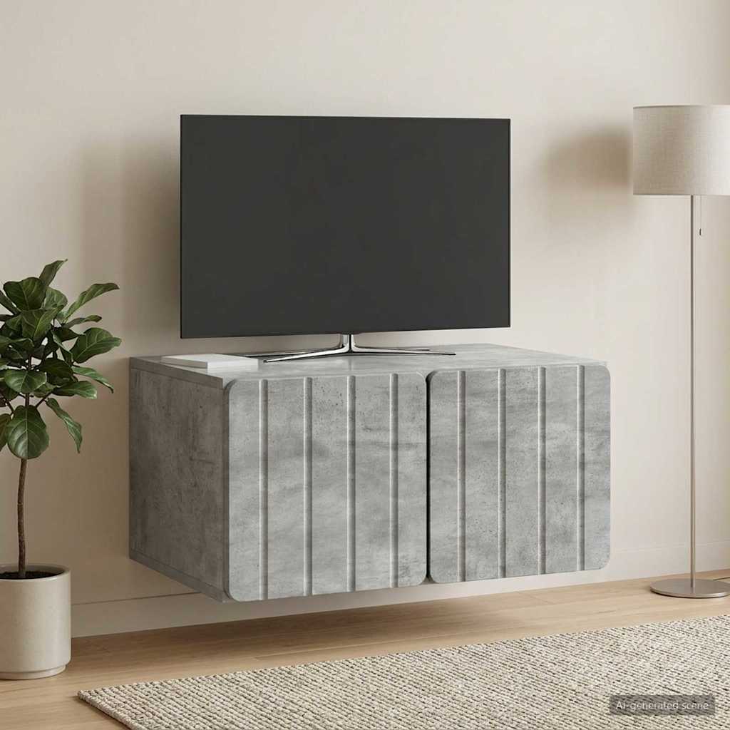 Væghængt TV-skab 59,5 x 41 x 30 cm Betongrå Konstrueret træ