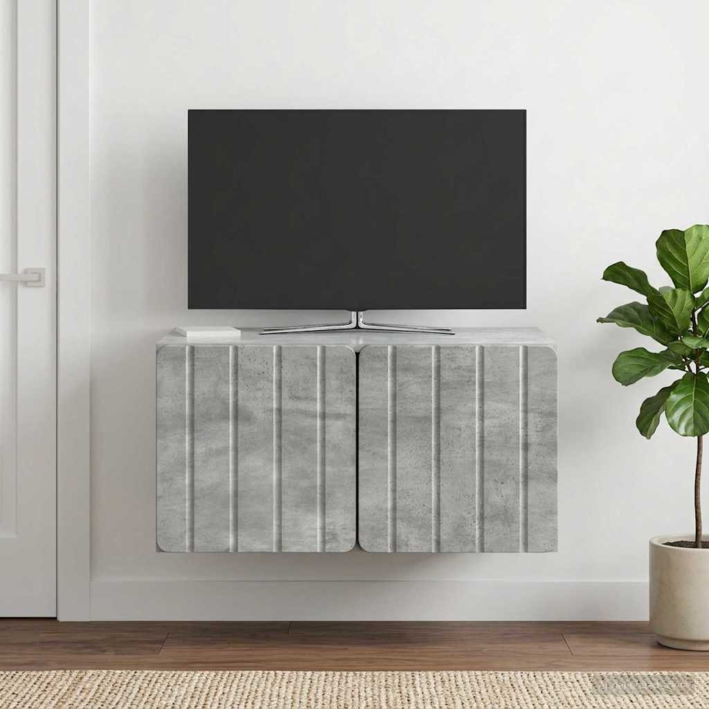 Væghængt TV-skab 59,5 x 41 x 30 cm Betongrå Konstrueret træ