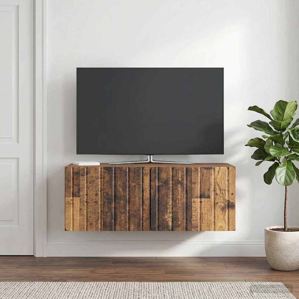 Væghængt TV-skab 78,5 x 41 x 30 cm Gammelt træ Konstrueret træ