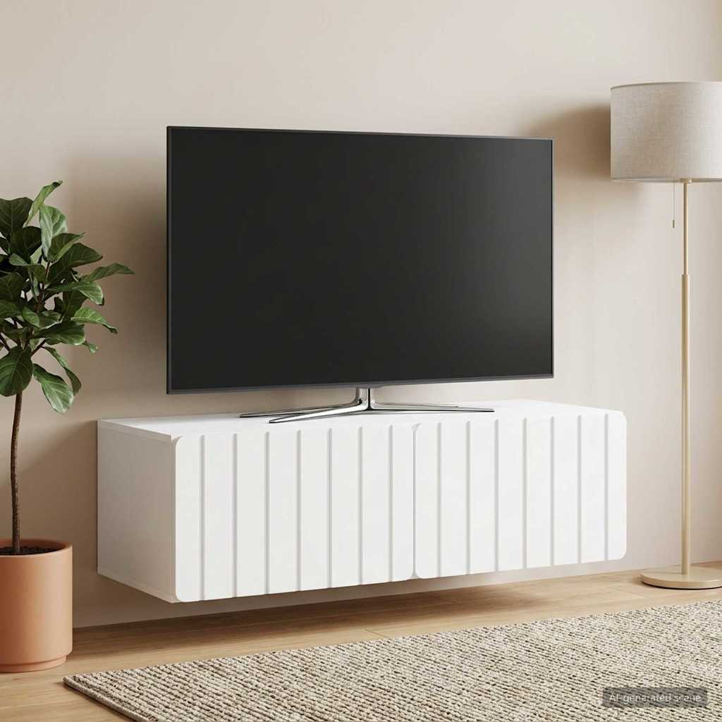Væghængt TV-skab 98 x 41 x 30 cm Hvid Konstrueret træ