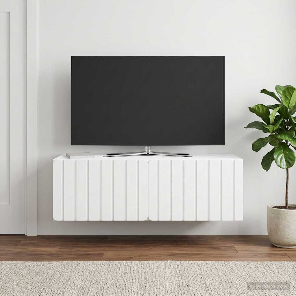Væghængt TV-skab 98 x 41 x 30 cm Hvid Konstrueret træ