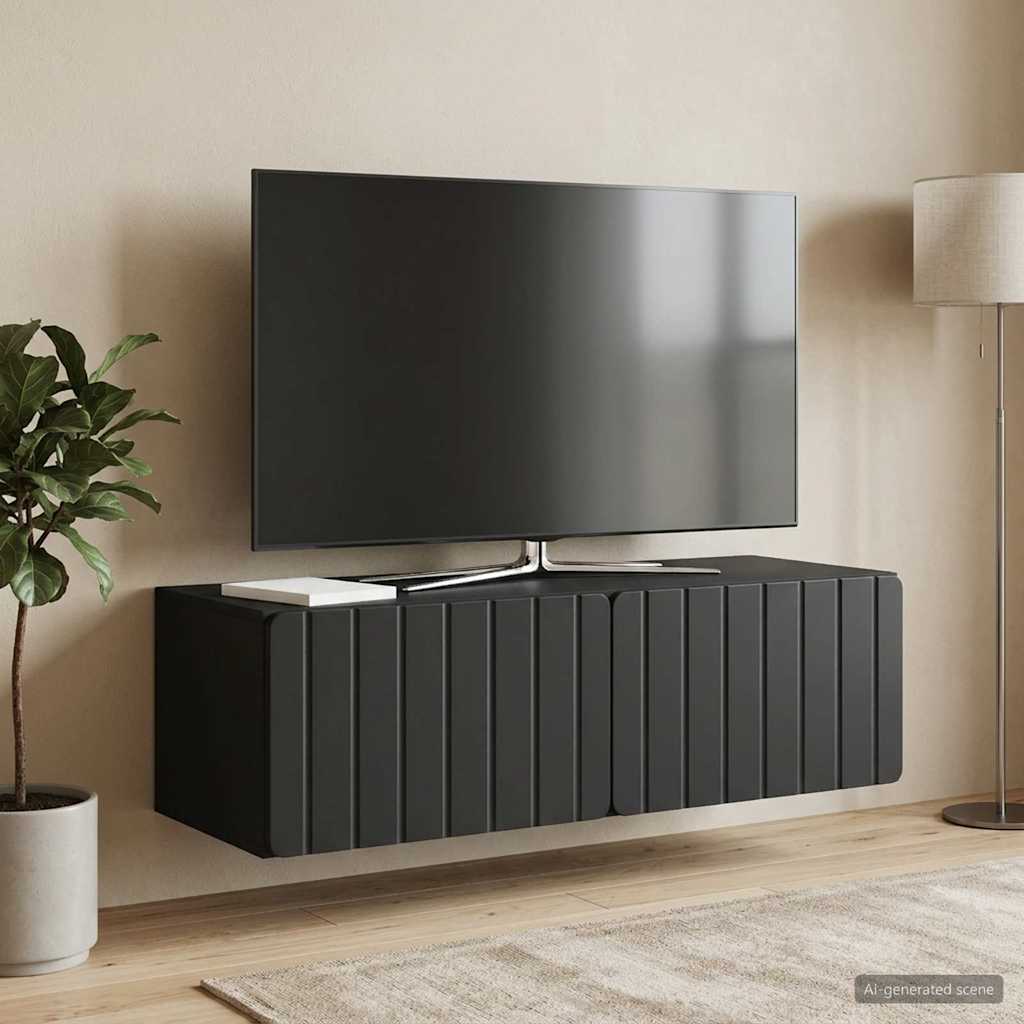 Væghængt TV-skab 98 x 41 x 30 cm Sort Konstrueret træ