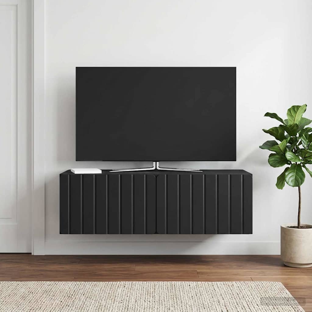 Væghængt TV-skab 98 x 41 x 30 cm Sort Konstrueret træ