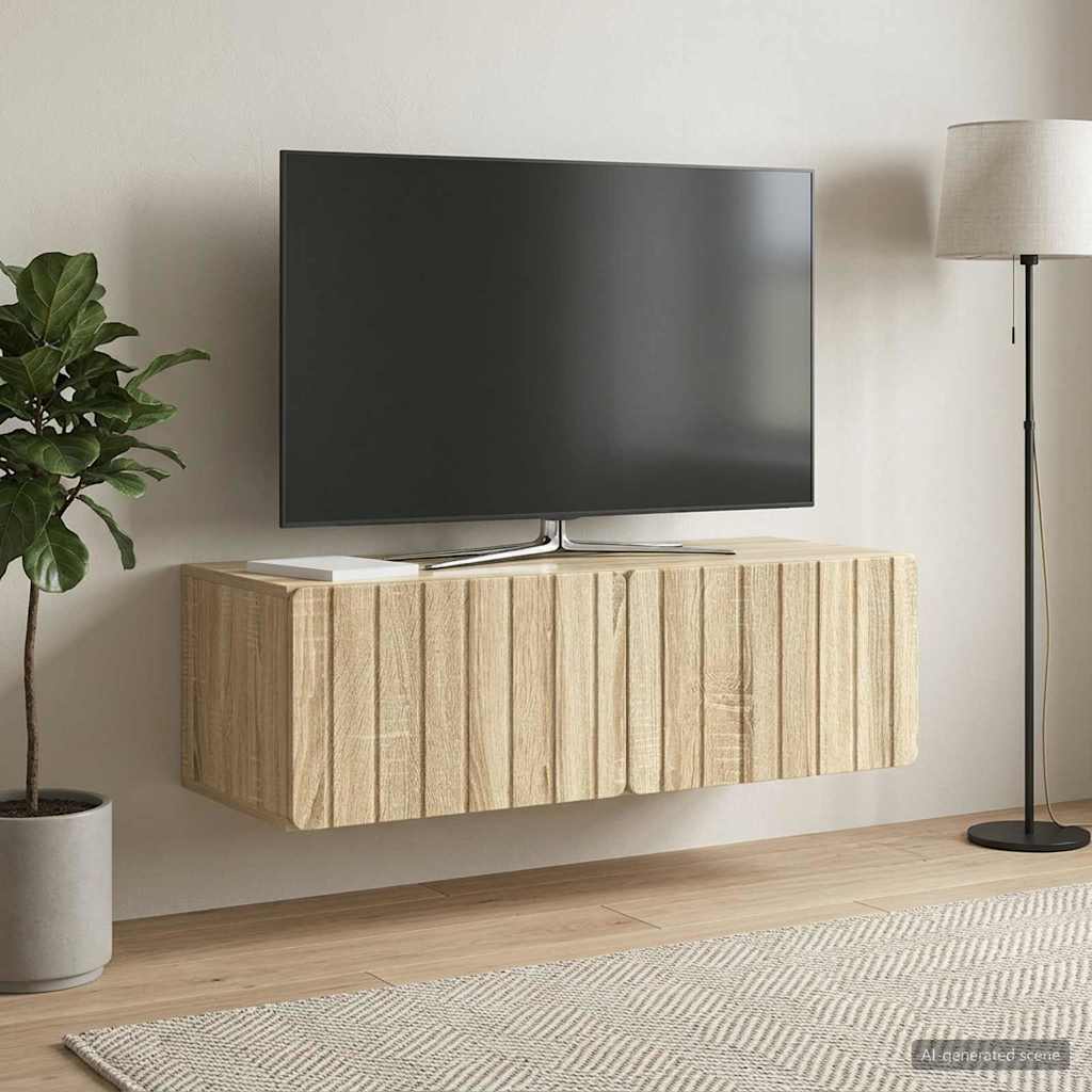 Væghængt TV-skab 98 x 41 x 30 cm Sonoma-eg Konstrueret træ
