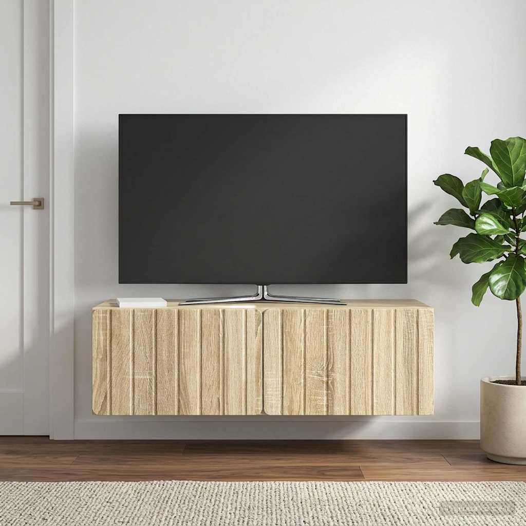 Væghængt TV-skab 98 x 41 x 30 cm Sonoma-eg Konstrueret træ
