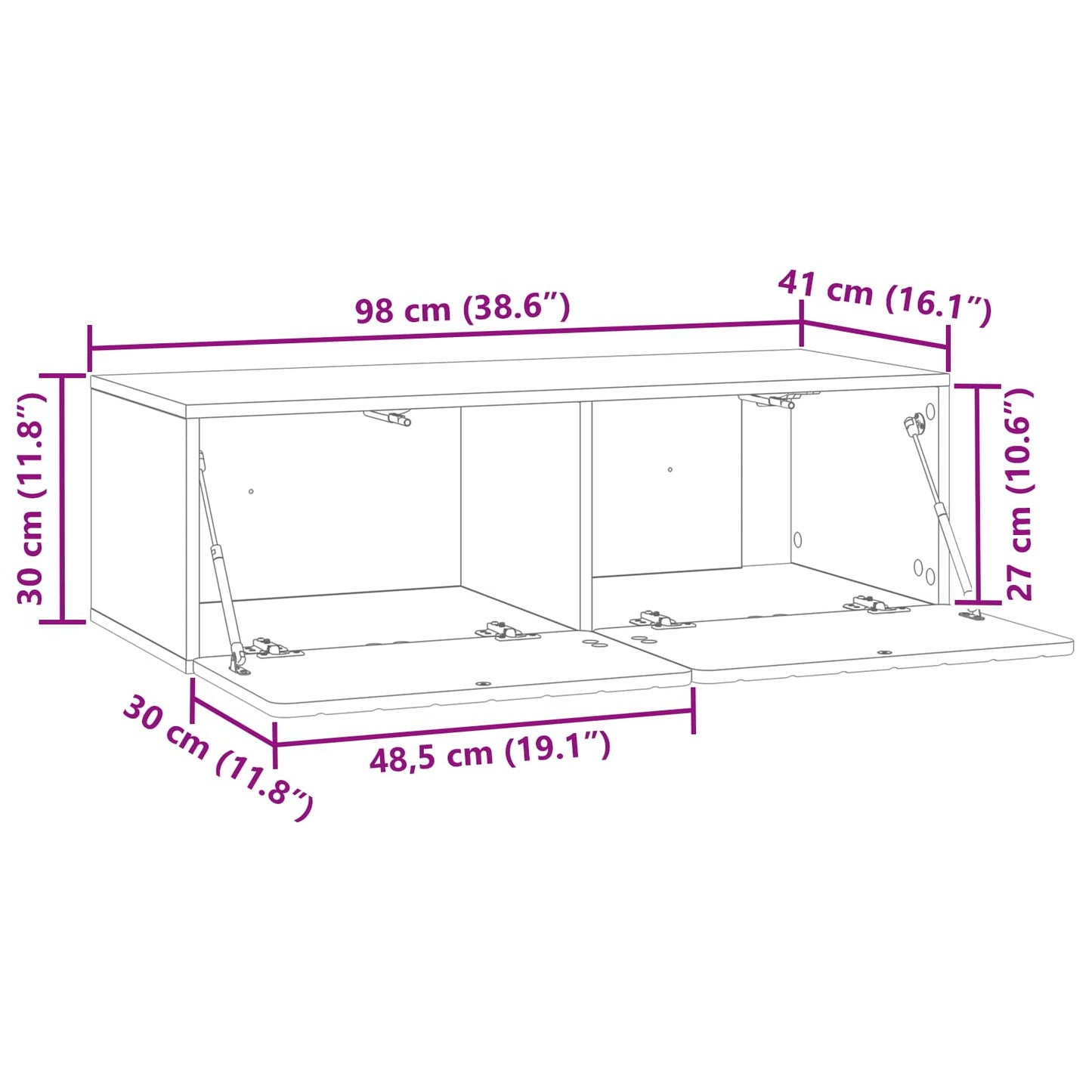 Væghængt TV-skab 98 x 41 x 30 cm Sonoma-eg Konstrueret træ