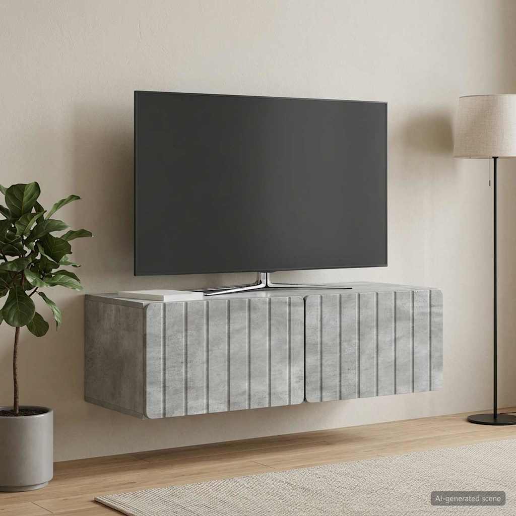 Væghængt TV-skab 98 x 41 x 30 cm Betongrå Konstrueret træ