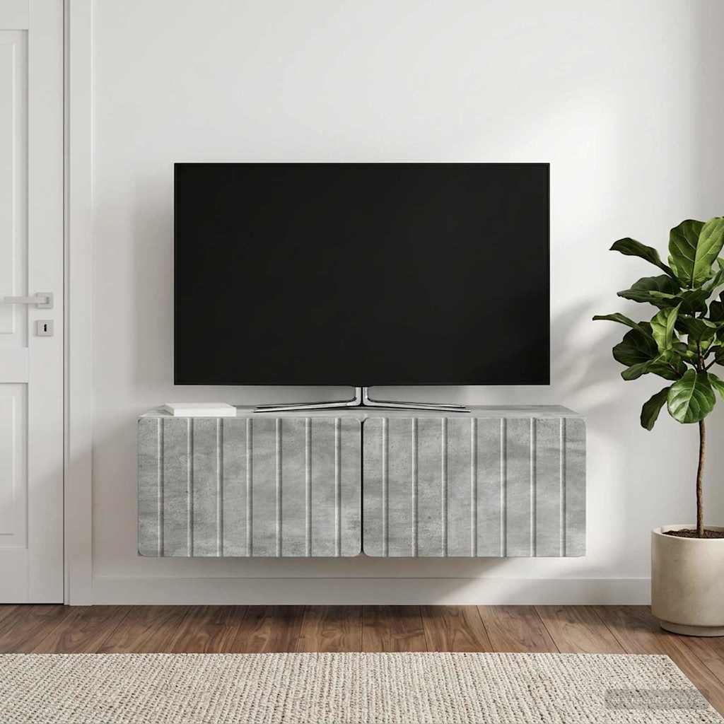 Væghængt TV-skab 98 x 41 x 30 cm Betongrå Konstrueret træ