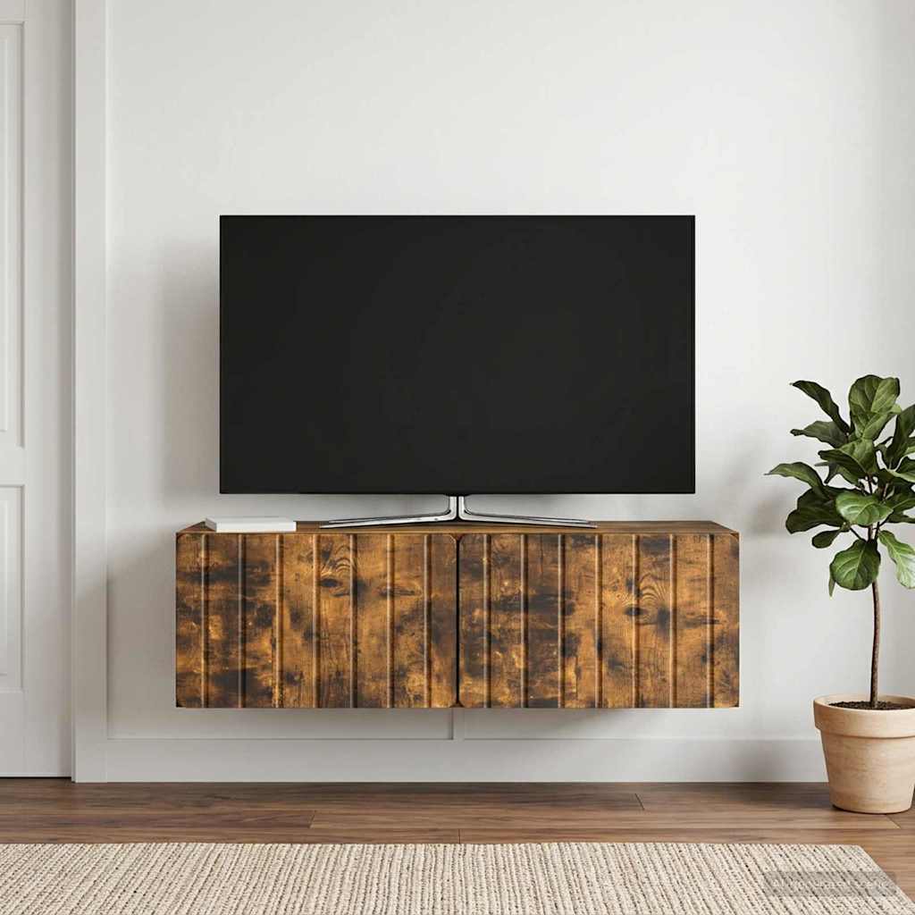 Væghængt TV-skab 98 x 41 x 30 cm Røget eg Konstrueret træ