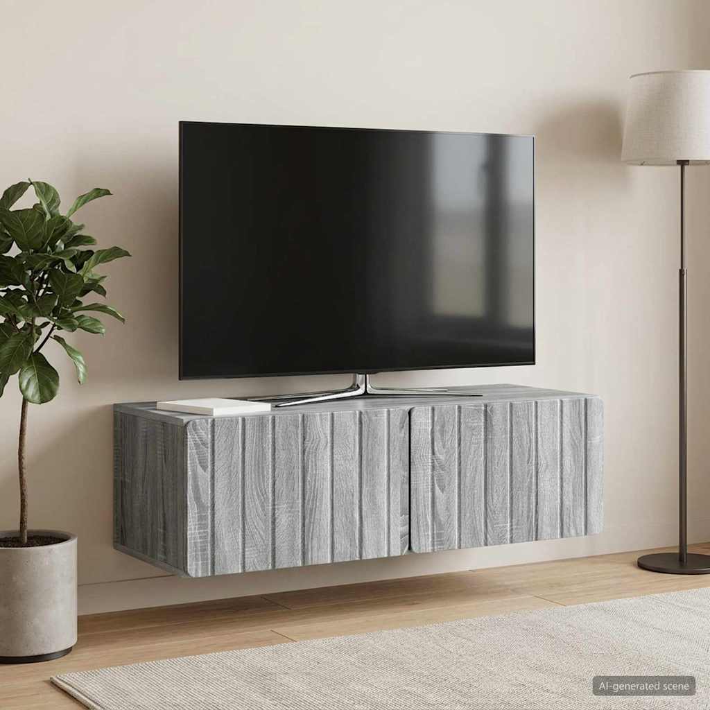 Væghængt TV-skab 98 x 41 x 30 cm Grå Sonoma Konstrueret træ