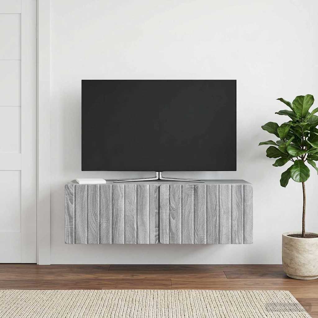 Væghængt TV-skab 98 x 41 x 30 cm Grå Sonoma Konstrueret træ