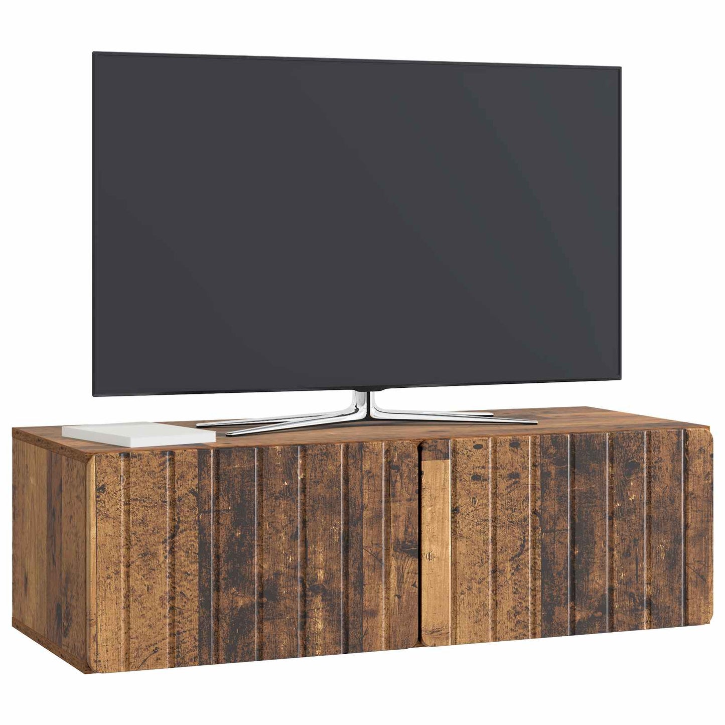 Væghængt TV-skab 98 x 41 x 30 cm Gammelt træ Konstrueret træ