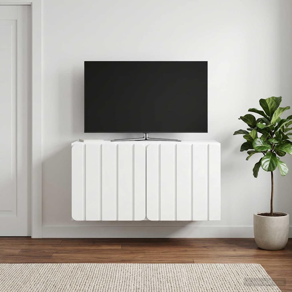 Væghængt TV-skab 59,5 x 31 x 30 cm Hvid Konstrueret træ