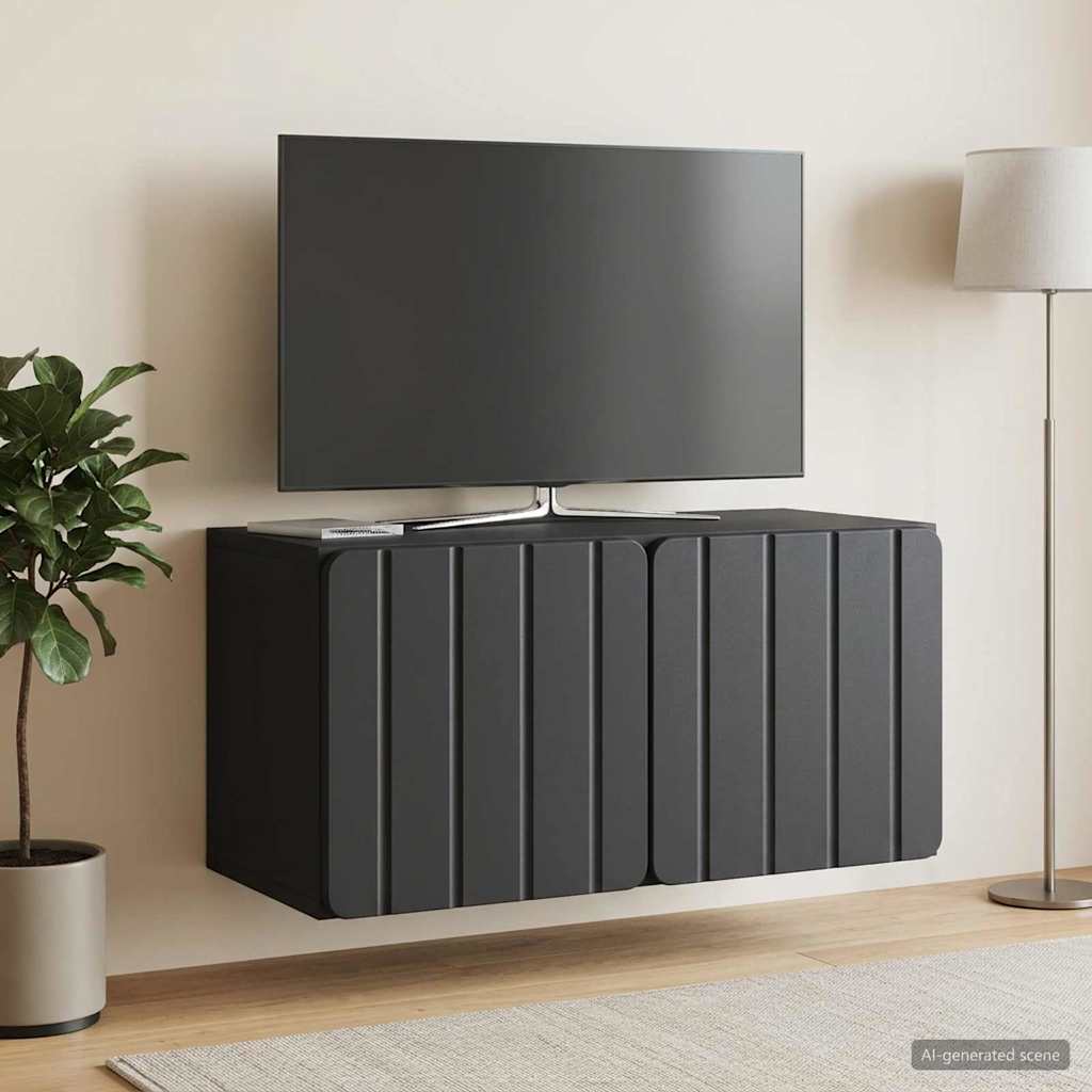 Væghængt TV-skab 59,5 x 31 x 30 cm Sort Konstrueret træ