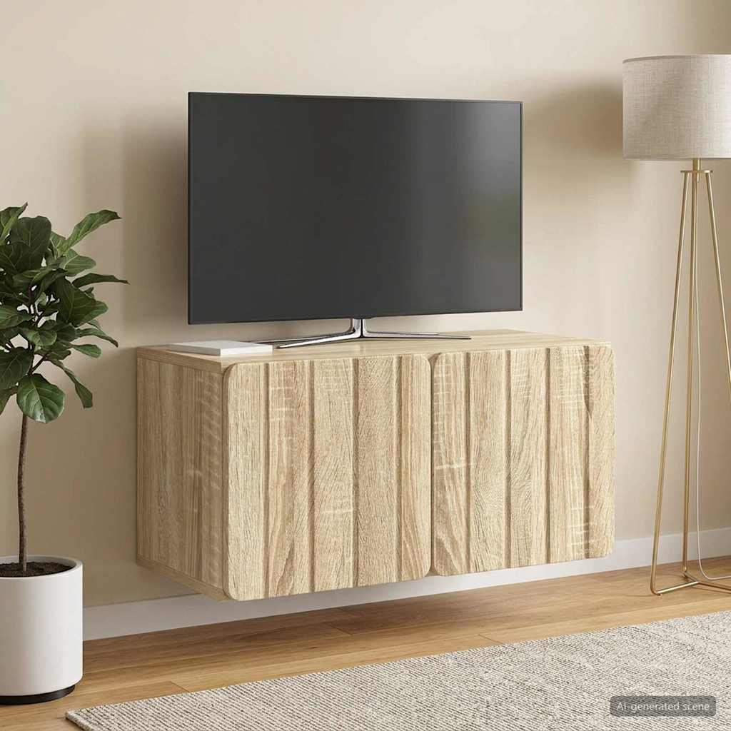 Væghængt TV-skab 59,5 x 31 x 30 cm Sonoma-eg Konstrueret træ