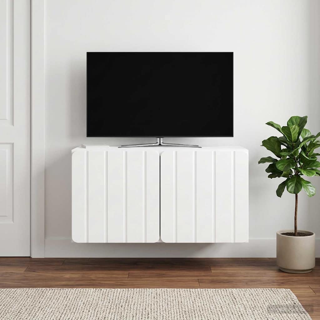 Væghængt TV-skab 59,5 x 31 x 30 cm Hvid højglans