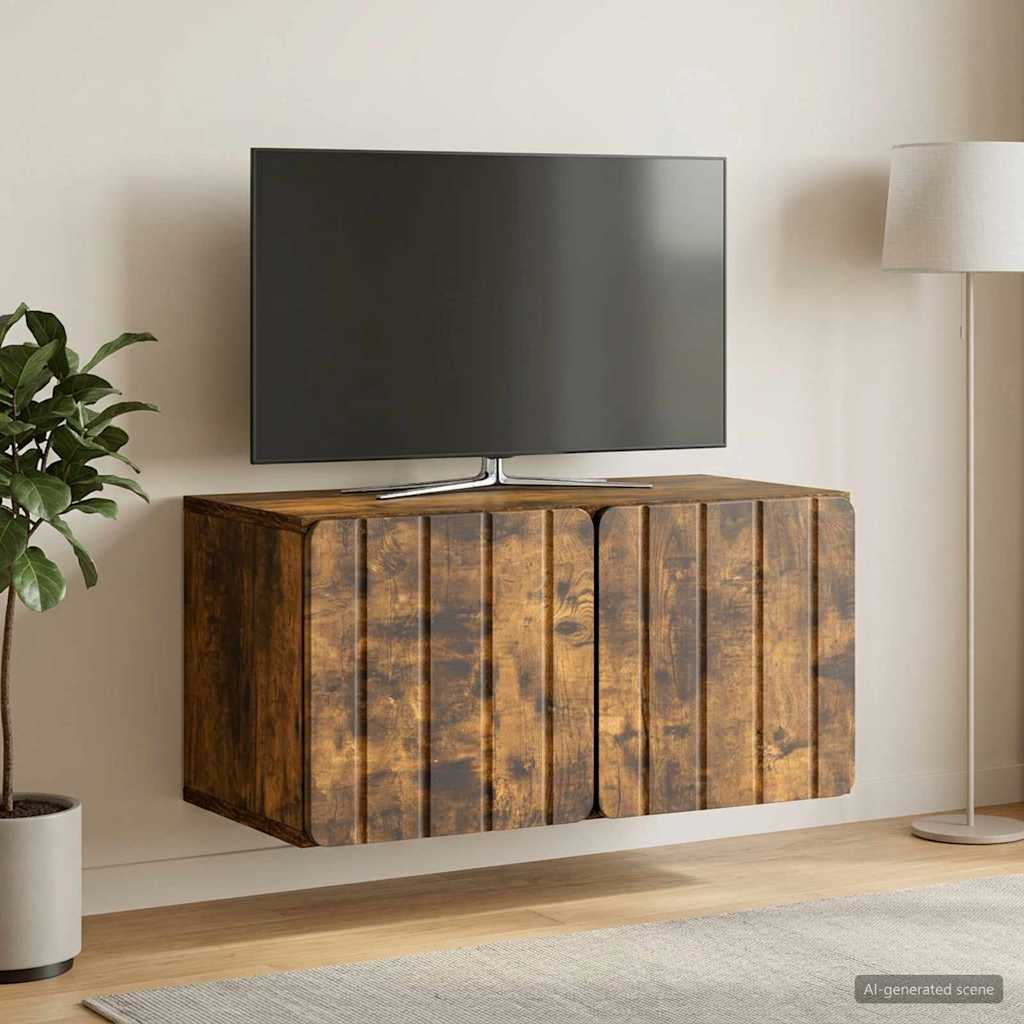 Væghængt TV-skab 59,5 x 31 x 30 cm Røget eg Konstrueret træ