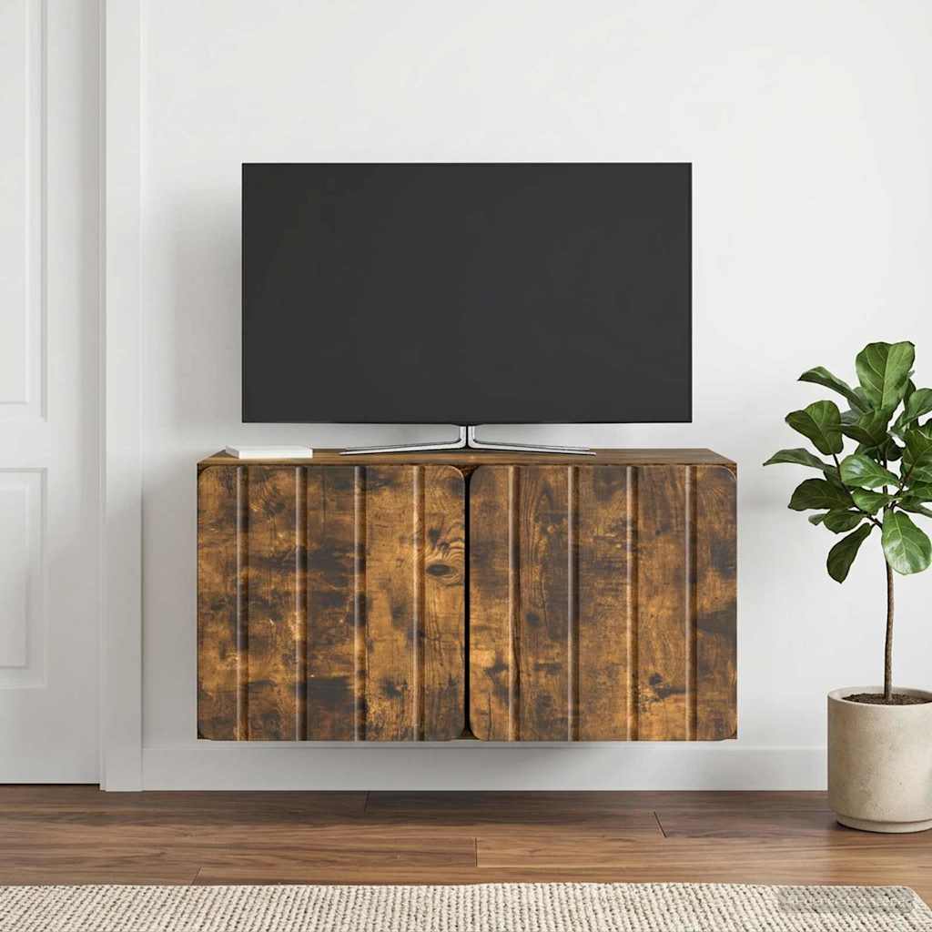 Væghængt TV-skab 59,5 x 31 x 30 cm Røget eg Konstrueret træ