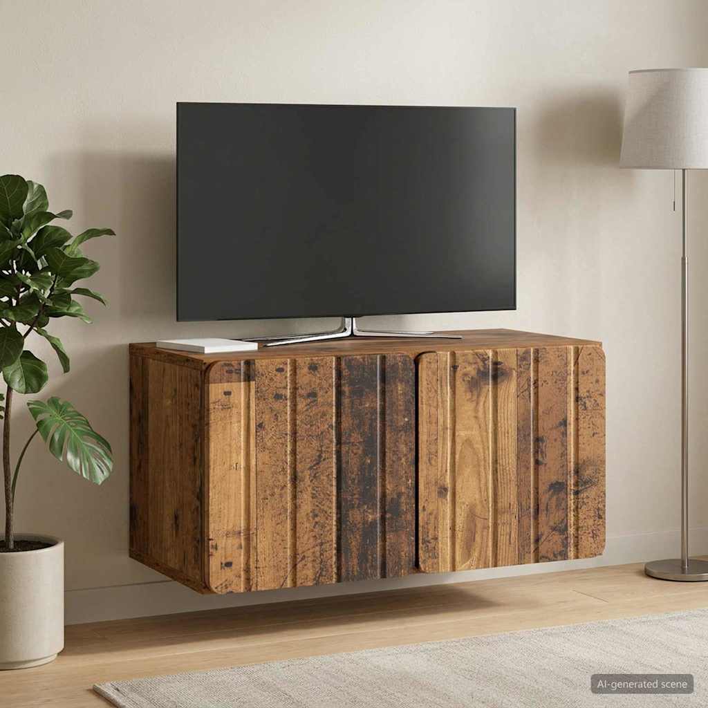 Væghængt TV-skab 59,5 x 31 x 30 cm Gammelt træ Konstrueret træ