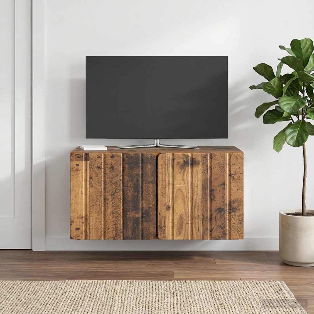 Væghængt TV-skab 59,5 x 31 x 30 cm Gammelt træ Konstrueret træ
