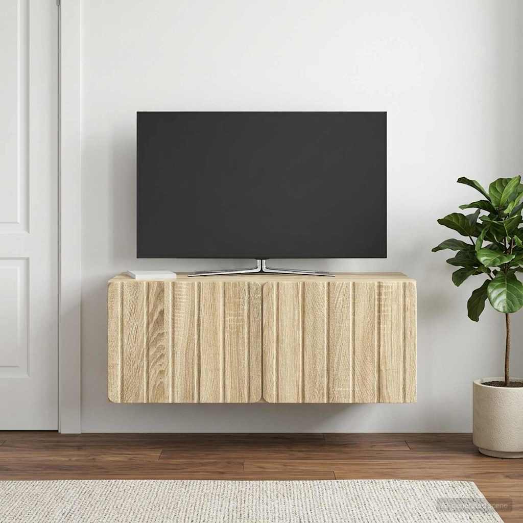 Væghængt TV-skab 78,5 x 31 x 30 cm Sonoma-eg Konstrueret træ