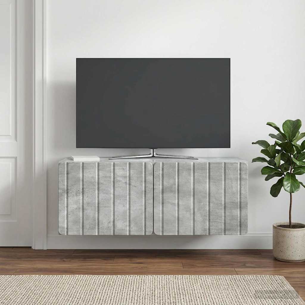 Væghængt TV-skab 78,5 x 31 x 30 cm Betongrå Konstrueret træ