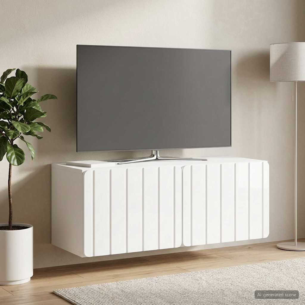 Væghængt TV-skab 78,5 x 31 x 30 cm Hvid højglans