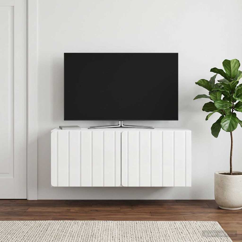 Væghængt TV-skab 78,5 x 31 x 30 cm Hvid højglans